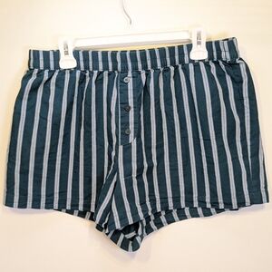 Old Navy Large Poplin Pajama Boxer Shorts Dreamy Green Stipe Cotton